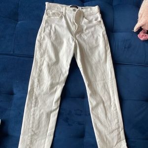 White straight leg jeans